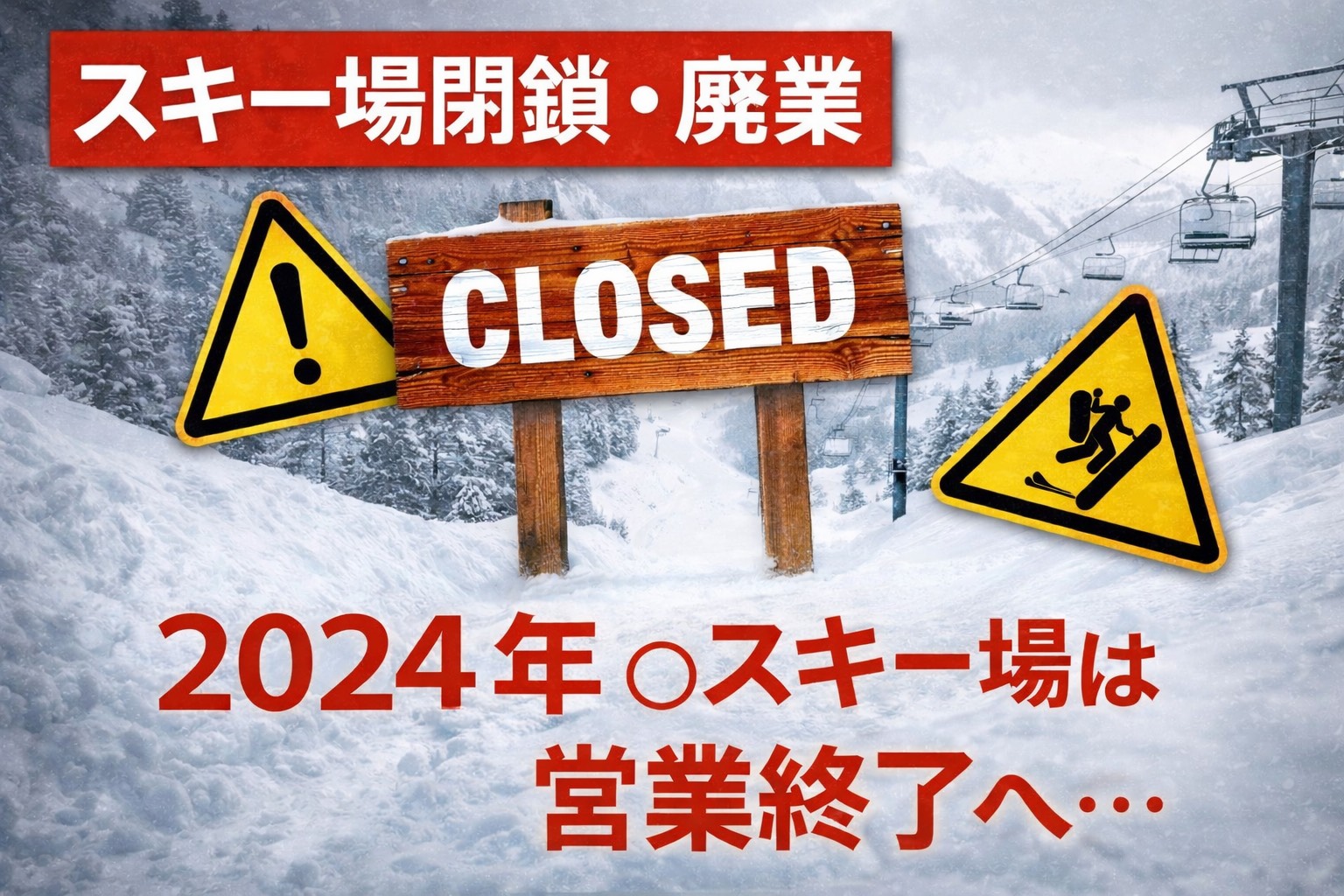2024年に廃業・閉鎖を発表したスキー場のイメージ画像。